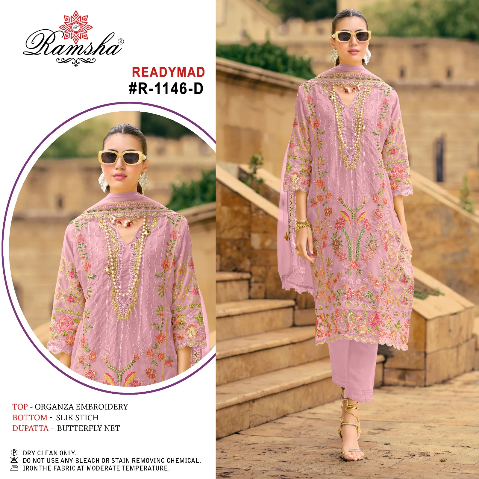 Ramsha R-1146 Nx Organza Wholesale Pakistani Readymade Salwar Suit Catalog — Wholesale Salwar Suits, MPA wholesale from Surat — view 4